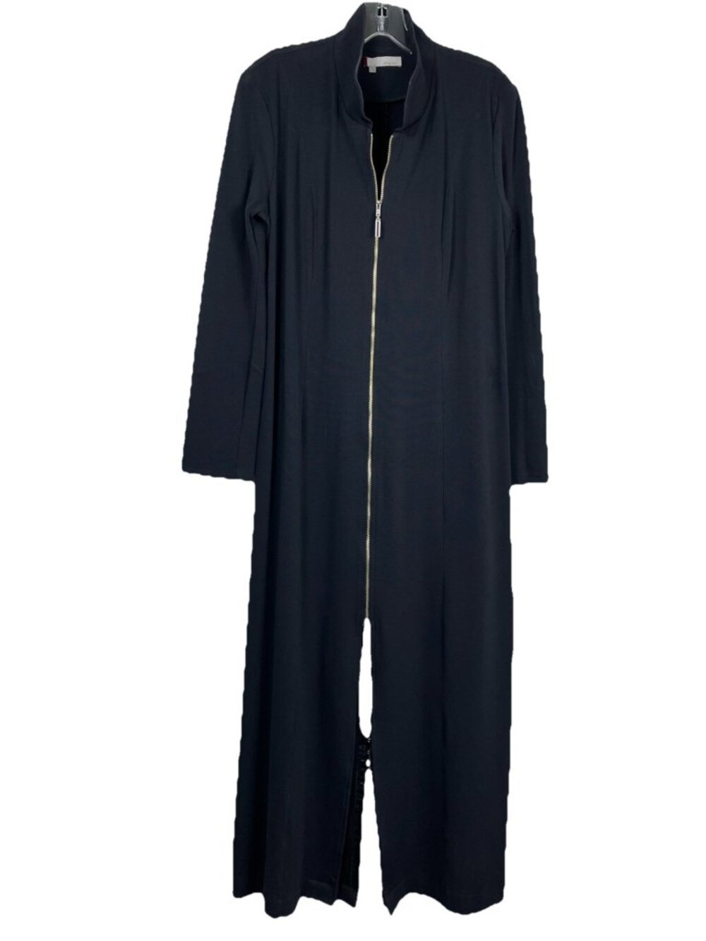S Joy LI Maxi Length Duster Double Zip Goth Punk 90s Y2K Black